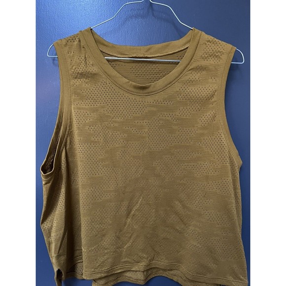 Lululemon Train to Be Tank in Camo Dot Camo Mustard Tide Size 12 - Picture 2 of 5
